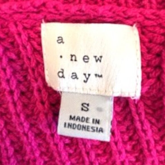 Hot Pink V-Neck Sweater, Size Small - Picture 3 of 8